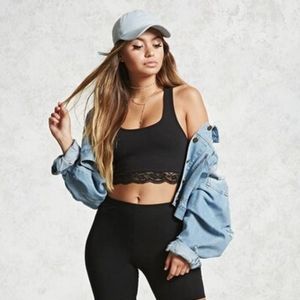 New ANNA SUI cropped bra top cropped tank top lace trimmed